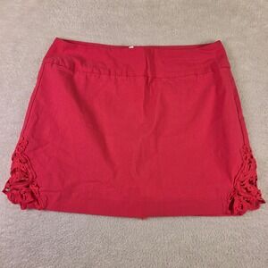 Kate Park Womens Coral Pink Crochet Lace Trim Skort Size 10P Petite Activewear